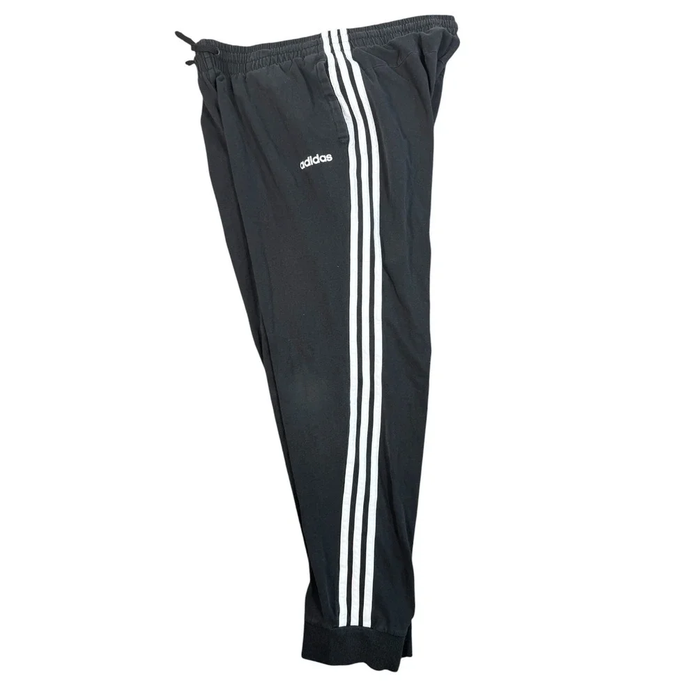 Adidas Joggers Mens XL Black White 3-Stripe Cotton Blend Tapered‎ Sweatpants